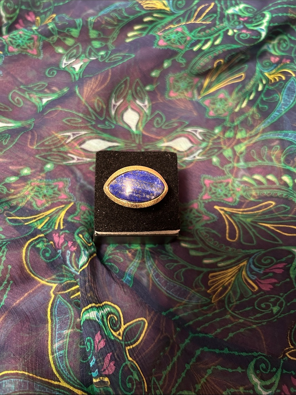 Rivka Friedman satin Gold-Trim Lapis Oval Ring